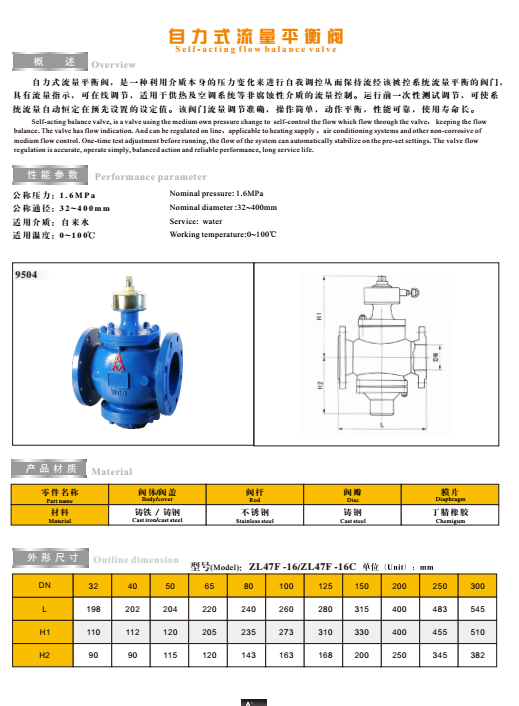 埃美柯自力式流量平衡閥參數(shù)圖